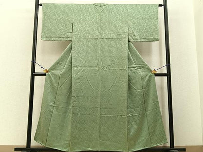 平和屋着物■上質な色無地 芝草地紋 柳茶色 正絹 逸品 BAAW5743hj