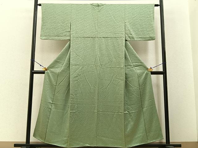 平和屋着物■上質な色無地 芝草地紋 柳茶色 正絹 逸品 BAAW5743hj