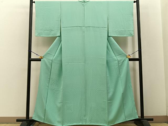平和屋着物■無地絵羽訪問着 向かい鳳凰花地紋 薄萌葱色 正絹 逸品 BAAW5747hj