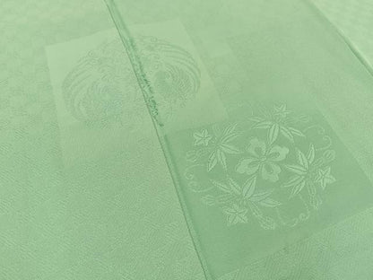 平和屋着物■無地絵羽訪問着 向かい鳳凰花地紋 薄萌葱色 正絹 逸品 BAAW5747hj