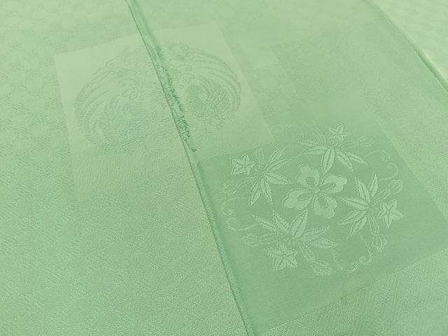 平和屋着物■無地絵羽訪問着 向かい鳳凰花地紋 薄萌葱色 正絹 逸品 BAAW5747hj