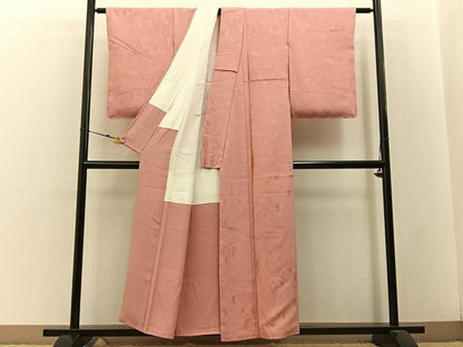 平和屋着物■上質な色無地 樹林地紋 珊瑚色 正絹 逸品 未使用 BAAW5748hj
