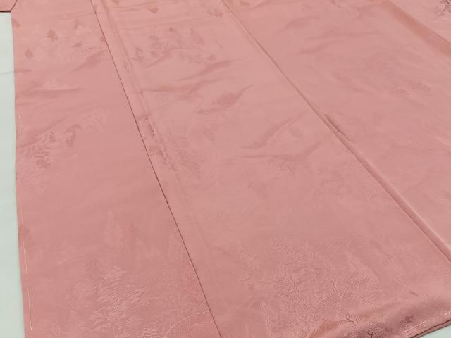 平和屋着物■上質な色無地 樹林地紋 珊瑚色 正絹 逸品 未使用 BAAW5748hj