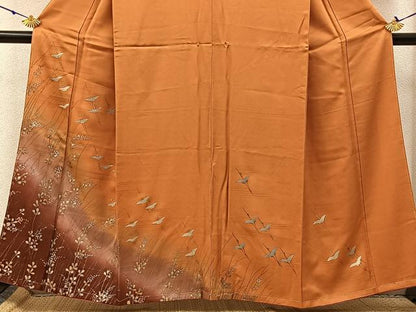 平和屋着物■訪問着　飛鶴文　暈し染め　金銀彩　正絹　逸品　未使用　BAAW5750hj