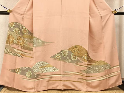 平和屋着物■豪華色留袖　駒刺繍　鳳凰有職重ね山文　金彩　正絹　逸品　BAAW5753hj