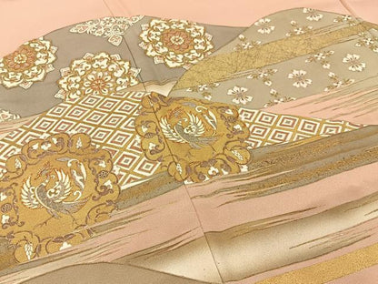 平和屋着物■豪華色留袖　駒刺繍　鳳凰有職重ね山文　金彩　正絹　逸品　BAAW5753hj