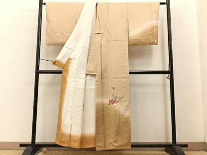 平和屋着物■訪問着　総刺繍　飾花文　暈し染め　金糸　正絹　逸品　BAAW5754hj