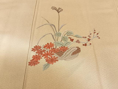 平和屋着物■訪問着　総刺繍　飾花文　暈し染め　金糸　正絹　逸品　BAAW5754hj