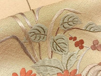 平和屋着物■訪問着　総刺繍　飾花文　暈し染め　金糸　正絹　逸品　BAAW5754hj