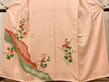 平和屋着物■訪問着　絞り　菊　正絹　逸品　BAAW5769hj