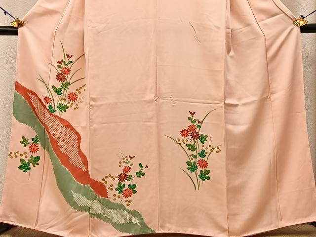 平和屋着物■訪問着　絞り　菊　正絹　逸品　BAAW5769hj