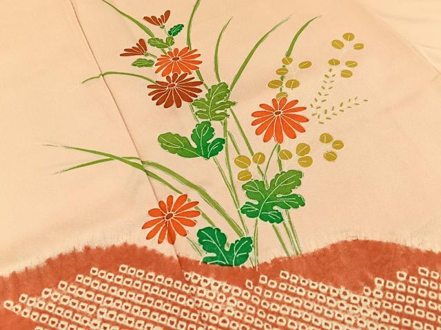 平和屋着物■訪問着　絞り　菊　正絹　逸品　BAAW5769hj