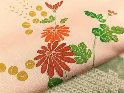平和屋着物■訪問着　絞り　菊　正絹　逸品　BAAW5769hj