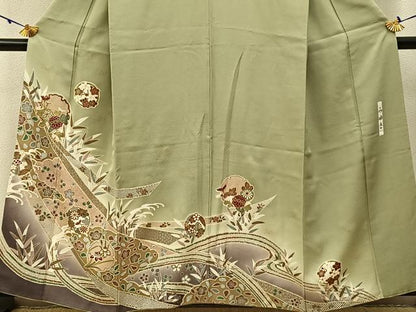 平和屋着物■訪問着　雪輪鹿の子花文　暈し染め　金彩　正絹　逸品　BAAW5770hj