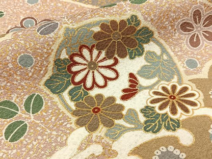 平和屋着物■訪問着　雪輪鹿の子花文　暈し染め　金彩　正絹　逸品　BAAW5770hj