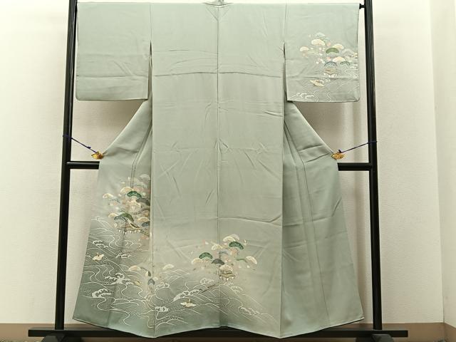 平和屋着物■訪問着　飛鶴浜松文　暈し染め　金彩　正絹　逸品　BAAW5771hj