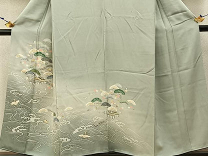 平和屋着物■訪問着　飛鶴浜松文　暈し染め　金彩　正絹　逸品　BAAW5771hj