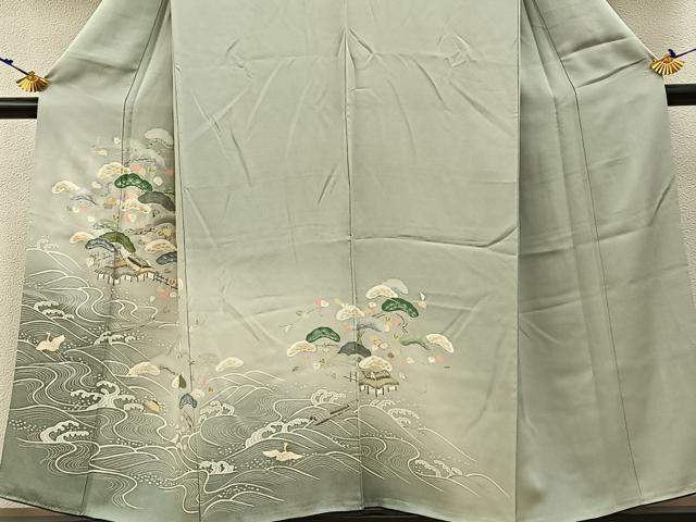 平和屋着物■訪問着　飛鶴浜松文　暈し染め　金彩　正絹　逸品　BAAW5771hj