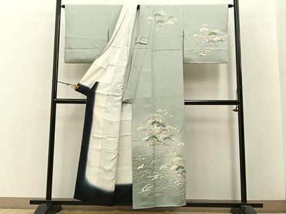 平和屋着物■訪問着　飛鶴浜松文　暈し染め　金彩　正絹　逸品　BAAW5771hj
