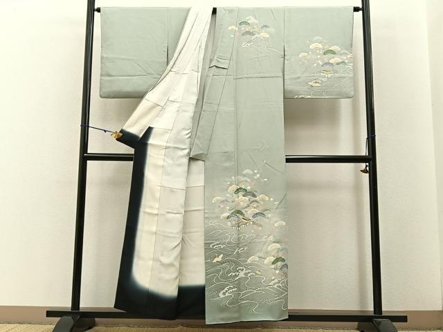 平和屋着物■訪問着　飛鶴浜松文　暈し染め　金彩　正絹　逸品　BAAW5771hj