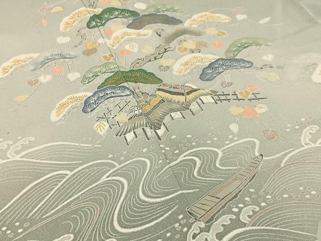 平和屋着物■訪問着　飛鶴浜松文　暈し染め　金彩　正絹　逸品　BAAW5771hj