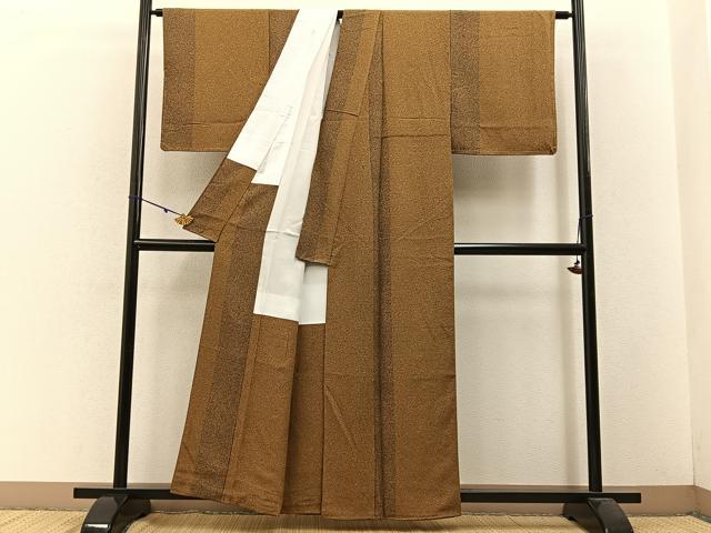 平和屋着物■上質な小紋　たたき染め　間道　正絹　逸品　BAAW5776hj