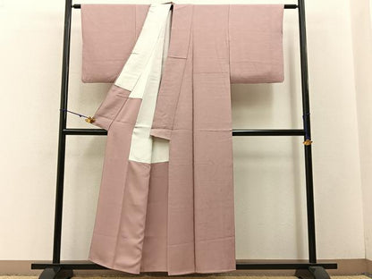 平和屋着物■上質な色無地　菊地紋　薄柿色　正絹　逸品　BAAW5781hj
