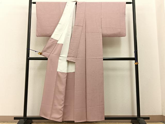 平和屋着物■上質な色無地　菊地紋　薄柿色　正絹　逸品　BAAW5781hj