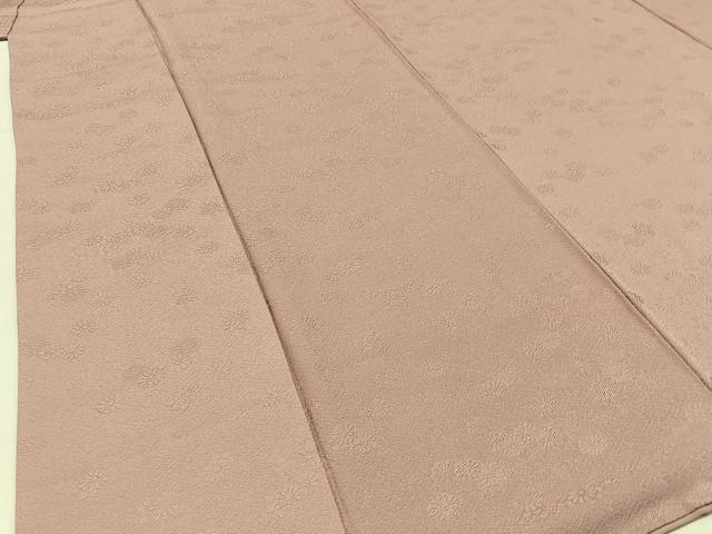 平和屋着物■上質な色無地　菊地紋　薄柿色　正絹　逸品　BAAW5781hj