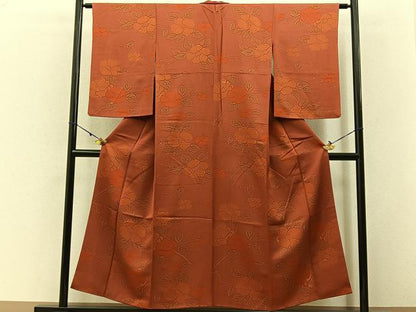 平和屋着物■上質な小紋　型染め　枝椿　正絹　逸品　BAAW5784hj