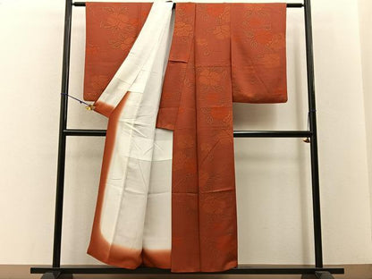平和屋着物■上質な小紋　型染め　枝椿　正絹　逸品　BAAW5784hj