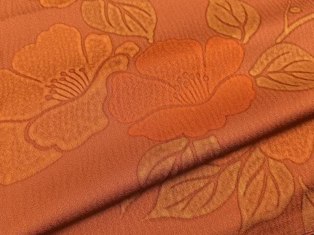 平和屋着物■上質な小紋　型染め　枝椿　正絹　逸品　BAAW5784hj