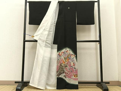 平和屋着物■豪華黒留袖 作家物 刺繍 花鳥文 暈し染め 金彩 正絹 逸品 BAAW5785hj