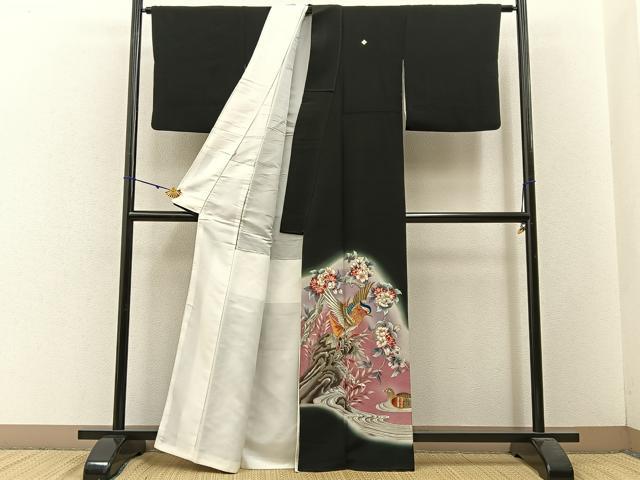 平和屋着物■豪華黒留袖 作家物 刺繍 花鳥文 暈し染め 金彩 正絹 逸品 BAAW5785hj