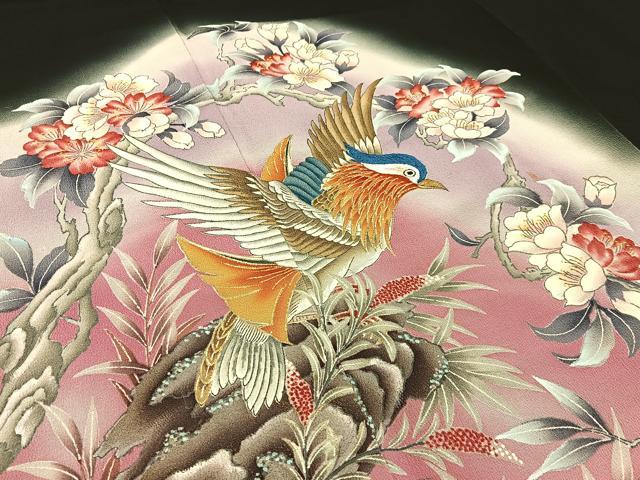 平和屋着物■豪華黒留袖 作家物 刺繍 花鳥文 暈し染め 金彩 正絹 逸品 BAAW5785hj