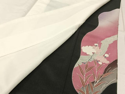 平和屋着物■豪華黒留袖 作家物 刺繍 花鳥文 暈し染め 金彩 正絹 逸品 BAAW5785hj