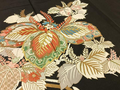 平和屋着物■豪華黒留袖 刺繍 桐 金糸 正絹 逸品 BAAW5790hj