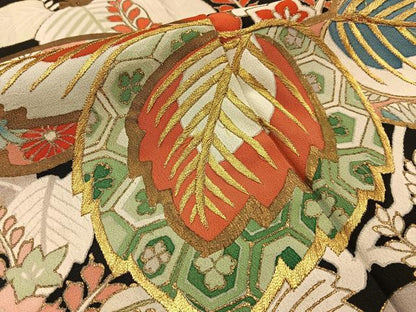 平和屋着物■豪華黒留袖 刺繍 桐 金糸 正絹 逸品 BAAW5790hj