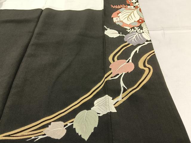 平和屋着物■豪華黒留袖 刺繍 桐 金糸 正絹 逸品 BAAW5790hj