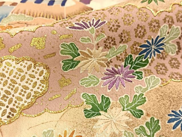 平和屋着物■豪華色留袖　駒刺繍　御所解文　金彩　正絹　逸品　BAAW5799hj