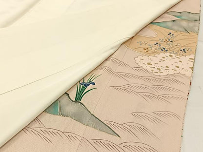 平和屋着物■豪華色留袖　駒刺繍　御所解文　金彩　正絹　逸品　BAAW5799hj