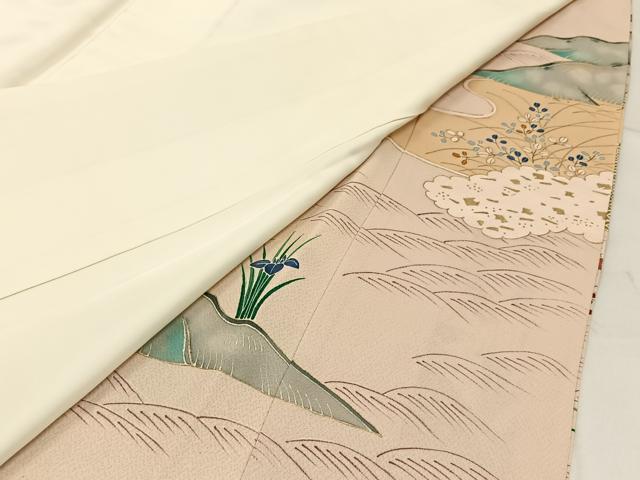 平和屋着物■豪華色留袖　駒刺繍　御所解文　金彩　正絹　逸品　BAAW5799hj