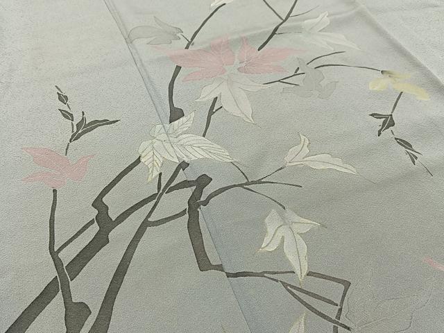平和屋着物■訪問着　手描き　枝葉文　たたき染め　金彩　正絹　逸品　BAAW5805hj