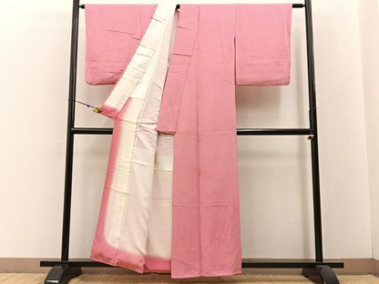 平和屋着物■上質な色無地　樹林地紋　薄紅色　正絹　逸品　BAAW5813hj