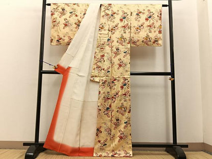 平和屋着物■上質な小紋　鹿の子花文　金彩　正絹　逸品　BAAW5820hj