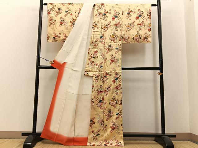 平和屋着物■上質な小紋　鹿の子花文　金彩　正絹　逸品　BAAW5820hj