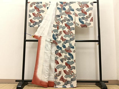平和屋着物■上質な小紋　地紙花文　鬼しぼ縮緬　正絹　逸品　BAAW5821hj