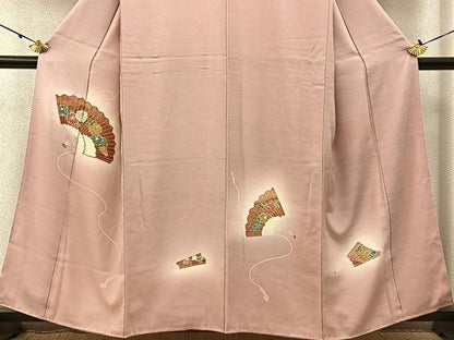平和屋着物■訪問着　駒刺繍　扇面花文　暈し染め　金彩　正絹　逸品　BAAW5823hj