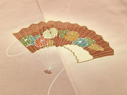 平和屋着物■訪問着　駒刺繍　扇面花文　暈し染め　金彩　正絹　逸品　BAAW5823hj