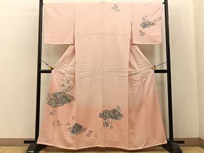 平和屋着物■訪問着　鳳凰更紗花文　たたき染め　金彩　正絹　逸品　BAAW5824hj
